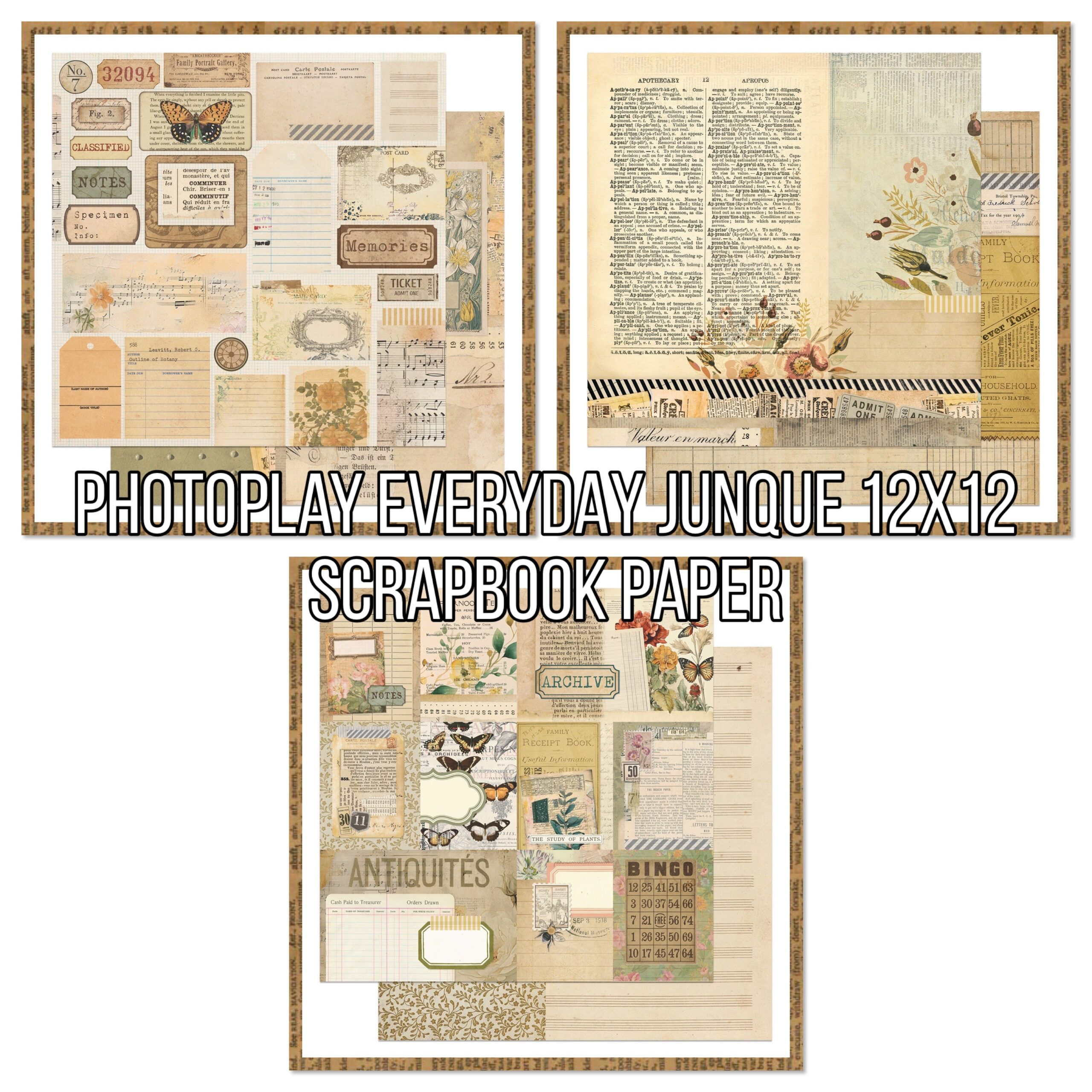 87F62756-A26C-40F2-8F1B-13CE9C9827CA.jpg Photoplay EVERYDAY JUNQUE 12X12 Scrapbook Paper - Image 1