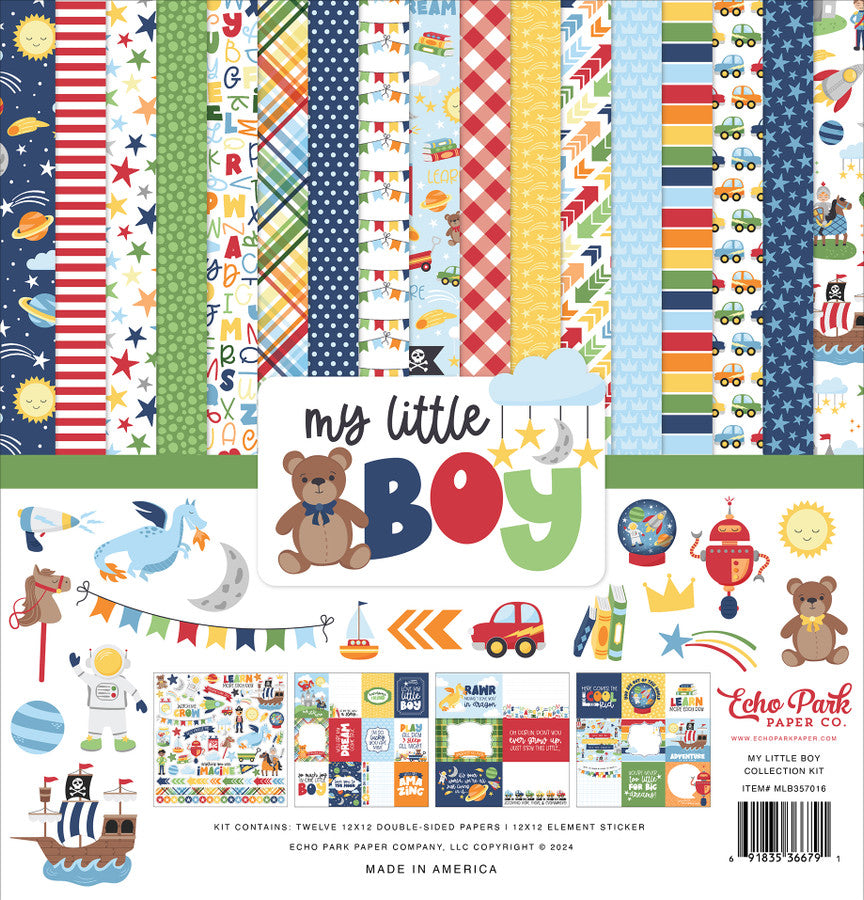 8839D013-A3EC-418A-ACC6-008BE72DC632.jpg Echo Park MY LITTLE BOY Collection Kit 12”X12” 13pc - Image 1
