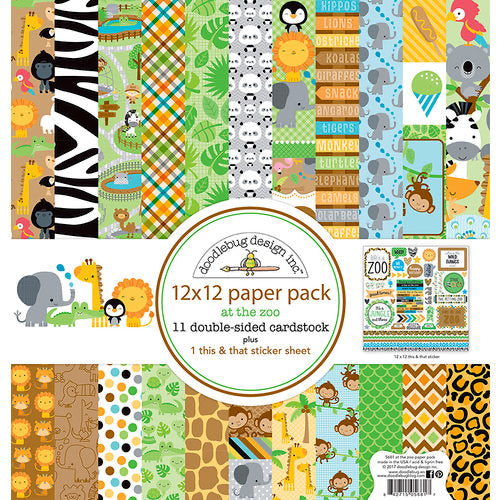 8897ADB8-87E9-45BC-B32D-C7E176B808B7.jpg Doodlebug AT THE ZOO 12”X12” Paper Pack 12pc - Image 1
