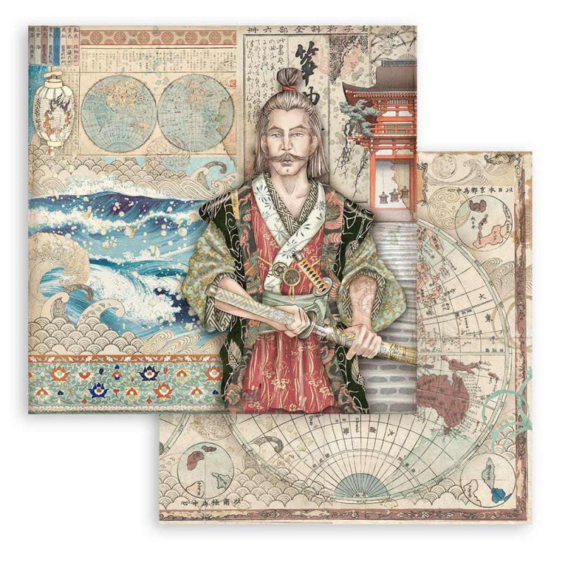 89C8648D-5091-4914-8289-CFEE897C1052.jpg Stamperia SIR VAGABOND SAMURAI JAPAN 12"X12" Scrapbook Paper - Image 1