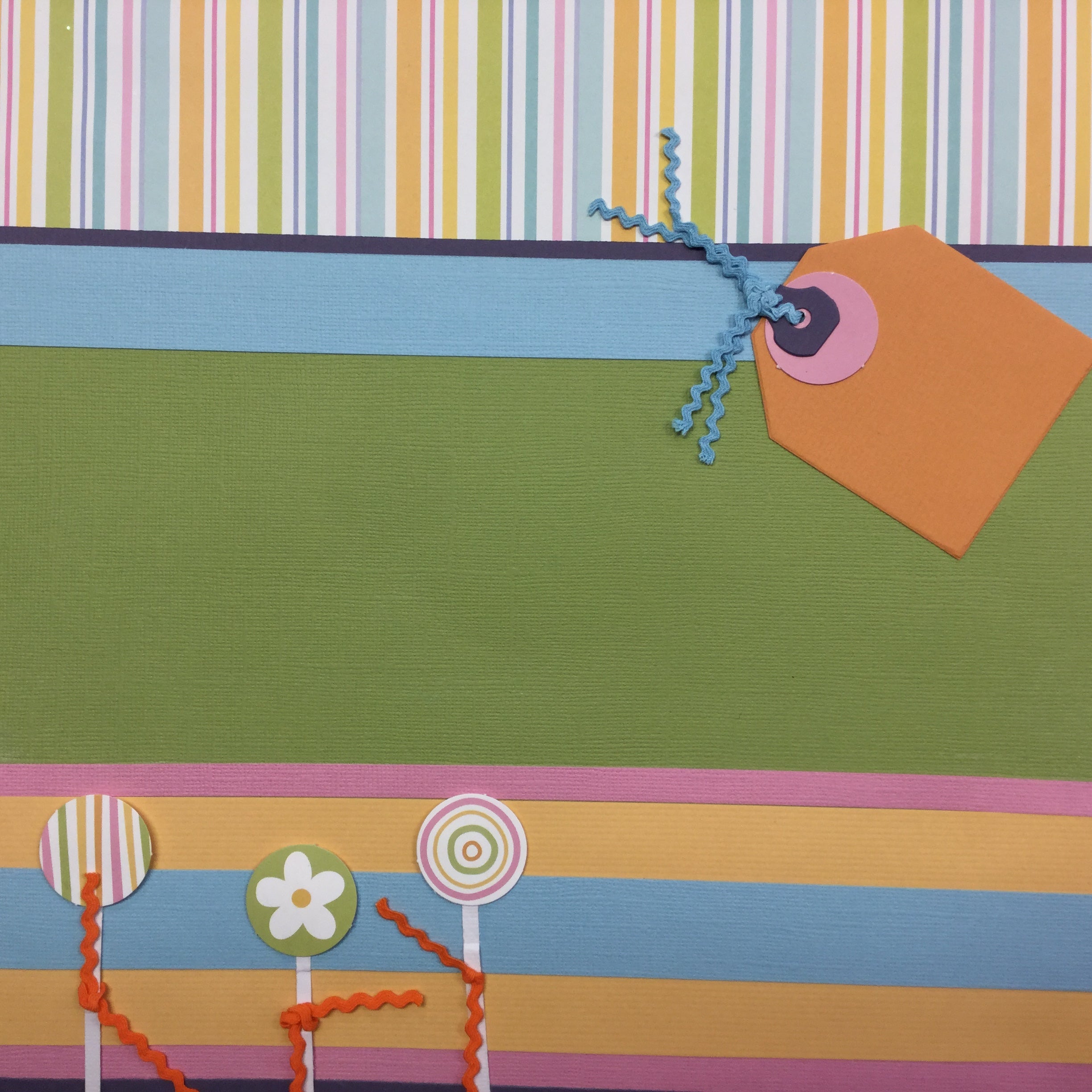 8A891ADC-5615-4916-83D3-4BDF45C0C29F.jpg Premade Page COLORFUL STRIPES 12"x12" Scrapbook - Image 1