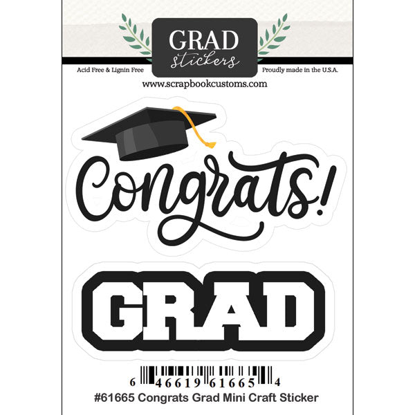 8B7026A2-CBA7-4D87-8B65-CDE843E6232D.jpg Scrapbook Customs CONGRATS GRAD MINI CRAFT Stickers 2pc - Image 1