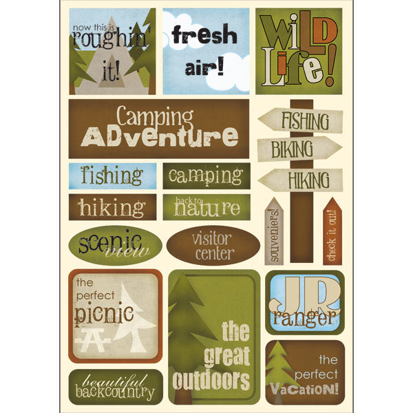 8C212BA8-AAE0-4D62-AEC8-224AD219CA02.jpg Scrapbook Customs GREAT OUTDOORS Stickers 19pc - Image 1