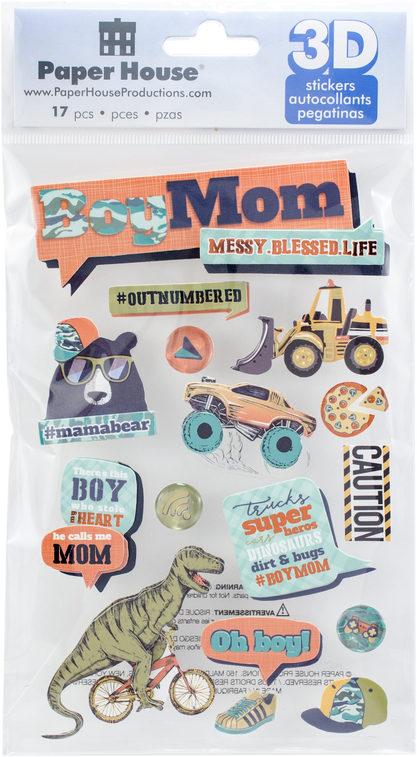 8DD135A7-4869-4743-843F-AB8B72334382.jpg Paper House BOY MOM 3D Stickers 17pc - Image 1