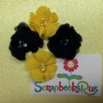 Chiffon Fabric Flowers MIXED with Pearl & Rhinestone Centers 4pc - Image 2
