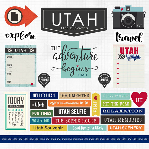 91D0C552-5050-4510-A442-6D0609BB0B7A.jpg UTAH ADVENTURE STICKERS 12"X12" Sheet 29pc - Image 1