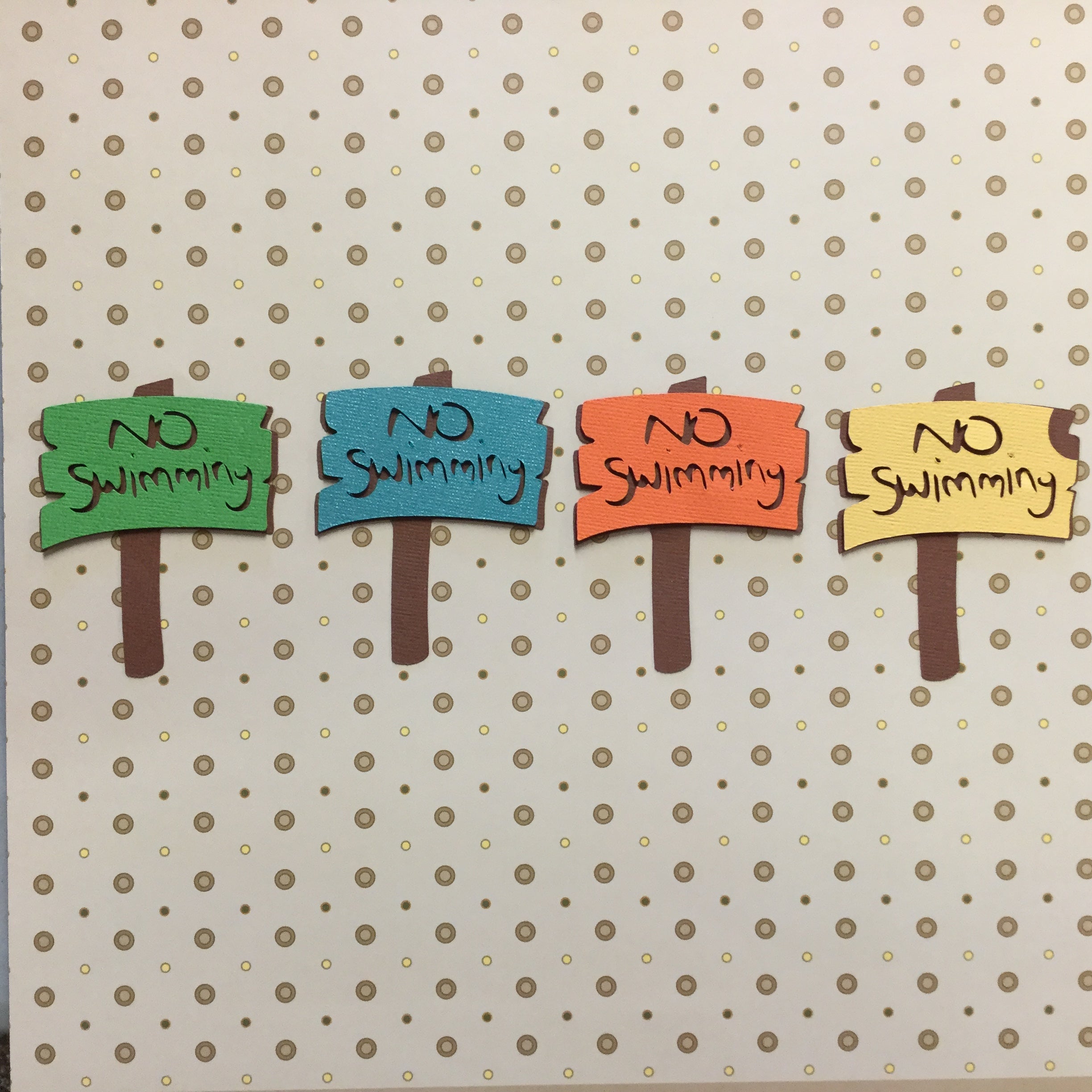 92EF9882-E982-4078-8A55-373D5AD51F4D.jpg NO SWIMMING SIGN Camping Scrapbook Die Cuts - Image 1