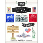 Country Stickers USA WATERCOLOR SIGHTS 18 pc Scrapbook Customs