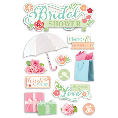 935057EF-A1A2-4839-90C9-5B3E79957016.gif Paper House BRIDAL SHOWER 3D Stickers 12pc - Image 1