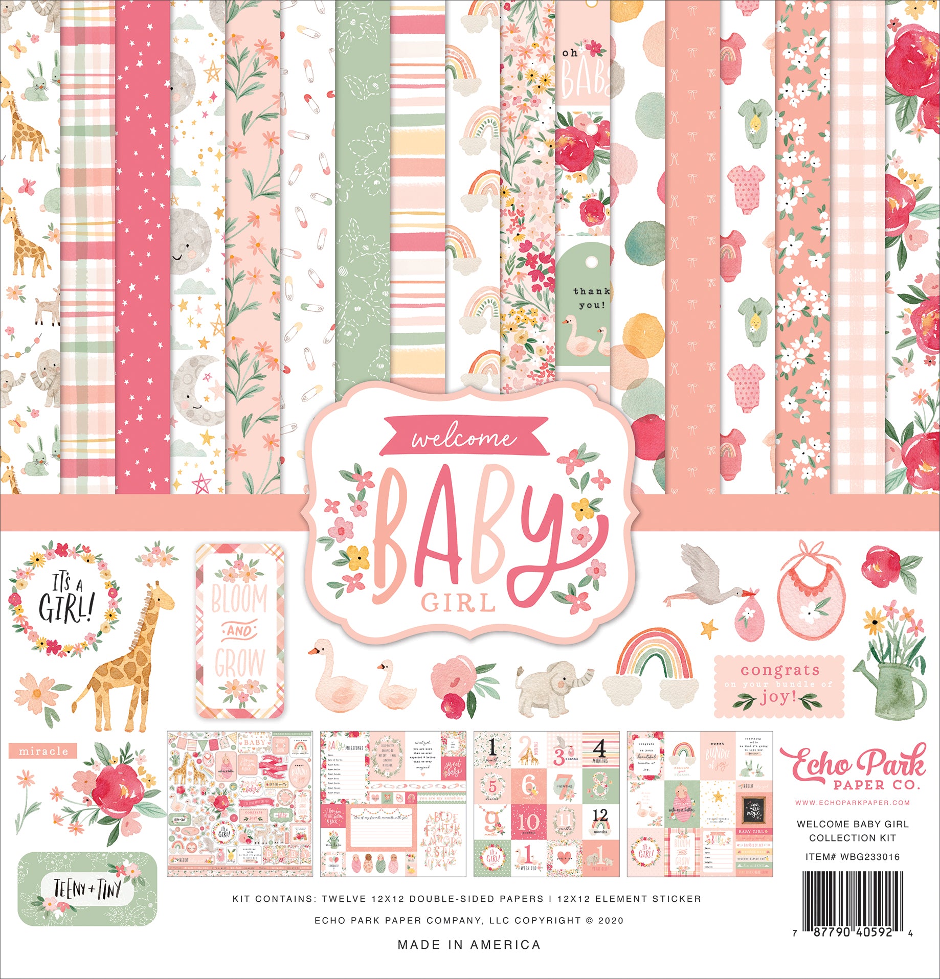 94AA0E40-1546-4D24-9AD5-B74E82BAA4BF.jpg Echo Park WELCOME BABY GIRL 12"X12" Collection Kit - Image 1