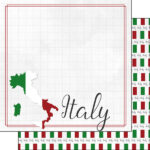 ITALY FLAG SIGHTS Double Sided 12X12 Paper Scrapbook Customs