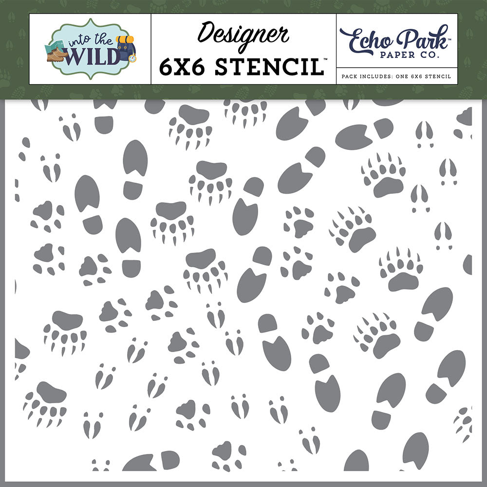 95C26803-CF10-4502-994A-0556FA9B4357.jpg Echo Park Into The Wild 6"X6" TRAIL TRACKS Stencil - Image 1