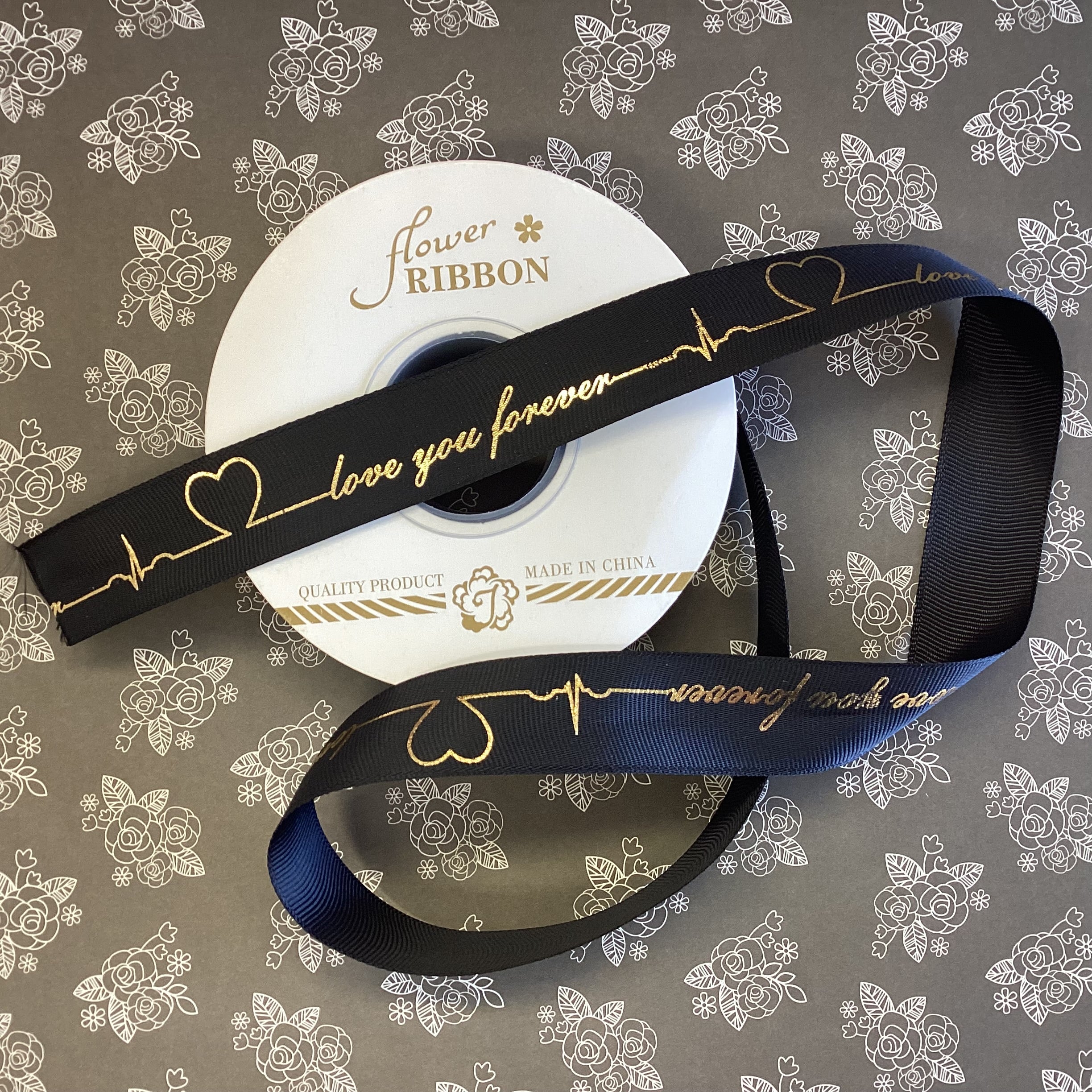 96182B47-B29A-45DA-8848-8E6D225C6E37.jpg Flower Ribbon LOVE YOU FOREVER Heart Beat - Image 1