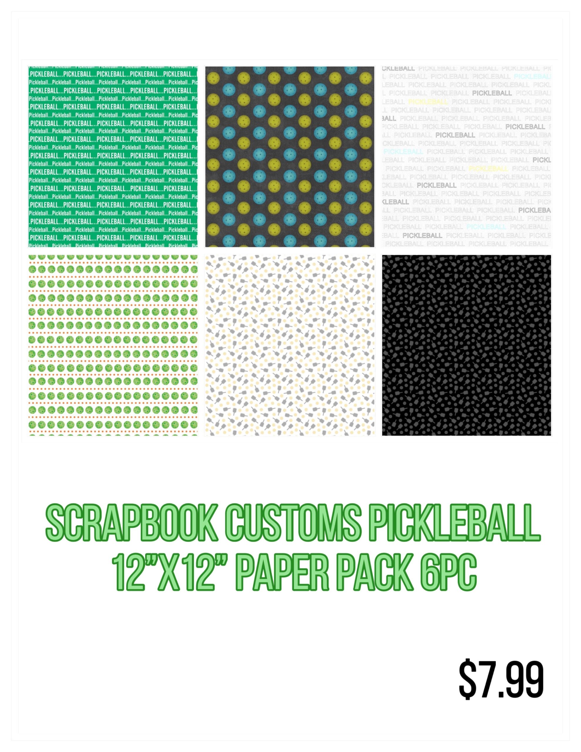 96190B55-0F60-4489-B572-774470DCF6A5.jpg Scrapbook Customs PICKLEBALL 12”X12” Paper Pack 6pc - Image 1