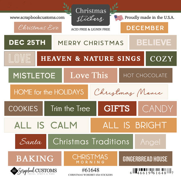 9641FB06-8D41-48FA-A708-02DC6737E96D.jpg Scrapbook Customs 6X6 CHRISTMAS WORDBIT Stickers 25pc - Image 1
