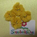 Chiffon Fabric Flowers YELLOW with Pearl & Rhinestone Centers 4pc - Image 2