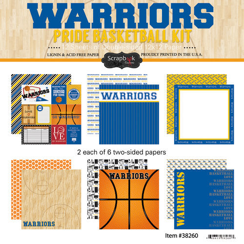 96F8E7B4-34D6-42EB-8D8B-4A57FB20B24C.jpeg WARRIORS BASKETBALL PRIDE KIT 12"X12" Scrapbook Paper 12 Sheets - Image 1