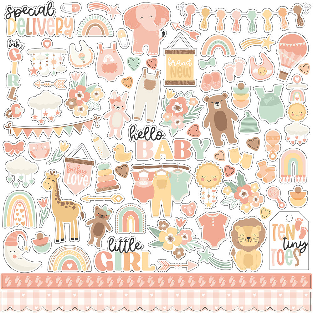 9871F93A-F5D6-4405-9057-BFFE0764AB48.jpg Echo Park OUR BABY GIRL 12"x12" Element Sticker - Image 1