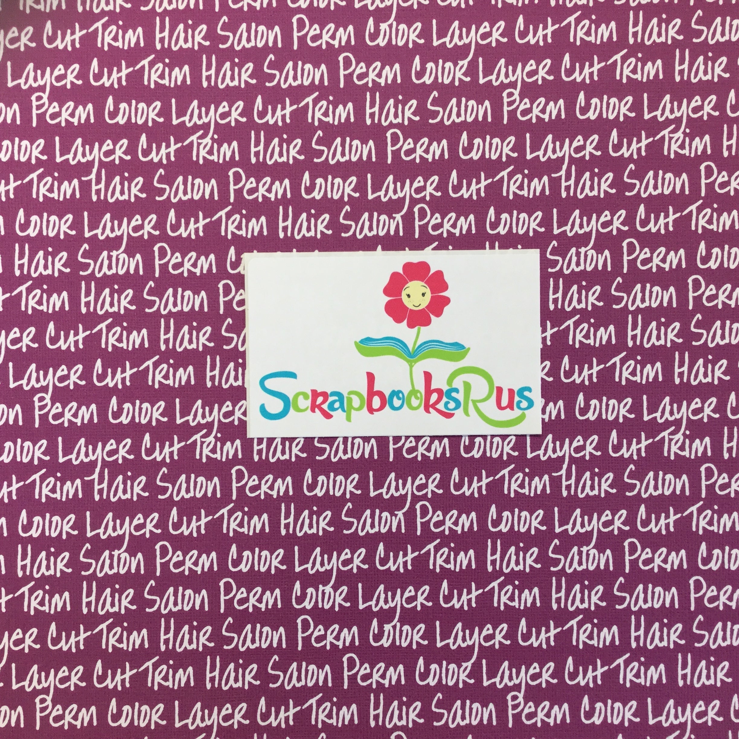 9875FDE6-18D4-4D62-9360-49EF39A5642B.jpeg Hair Salon PURPLE PERM COLOR 12x12 Scrapbook Paper - Image 1