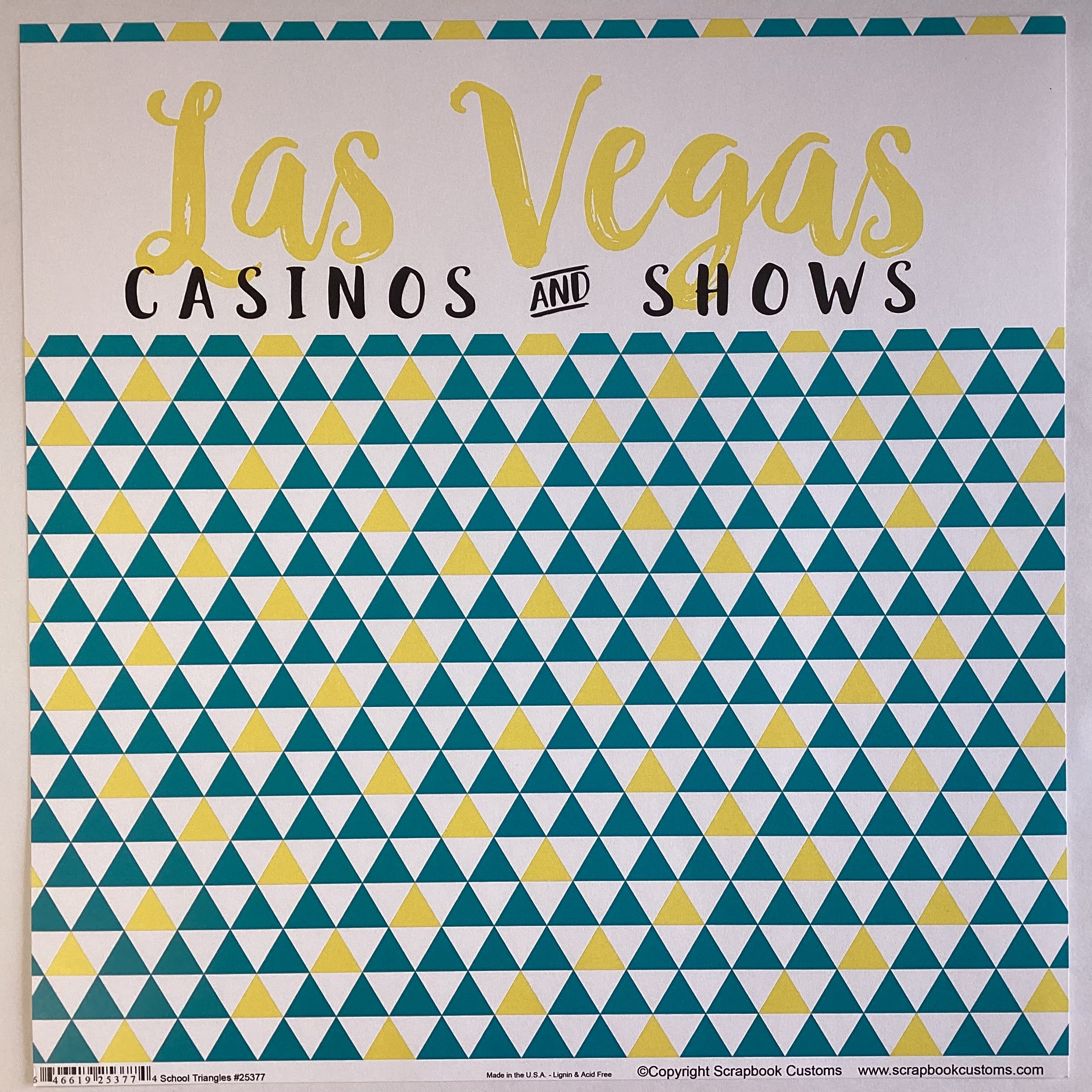 998335E6-D292-444C-9385-C9AA9D3625CD.jpg LAS VEGAS Casinos and Shows School Triangles 12X12 Scrapbook Paper - Image 1