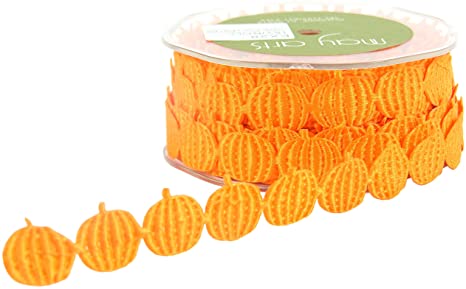 998FDF72-9B76-42D2-8D0A-498F397AD604.jpg May Arts 1" PUMPKIN RIBBON 1 yard yd - Image 1