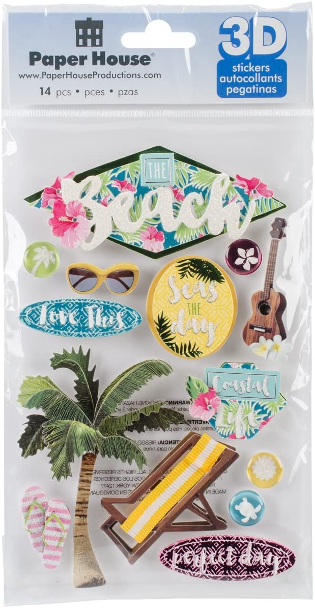 9B76F72B-8804-4B98-8A6D-DCD0530F3404.jpg Paper House THE BEACH 3D Stickers 14pc - Image 1