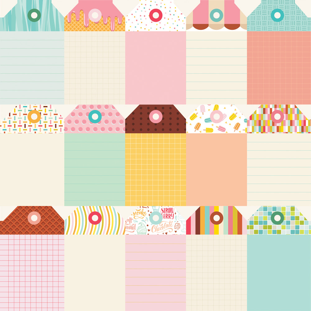 9BF9413A-9137-4722-826A-B6179C22F32C.jpg Simple Stories Retro Summer TAG ELEMENTS 12”X12” Scrapbook Paper - Image 1