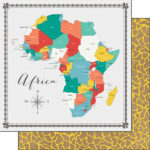 AFRICA MEMORIES MAP 12”X12” Paper Scrapbook Customs