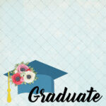 GRAD CAP FLOWERS 12"X12" Scrapbook Customs Paper - Image 2