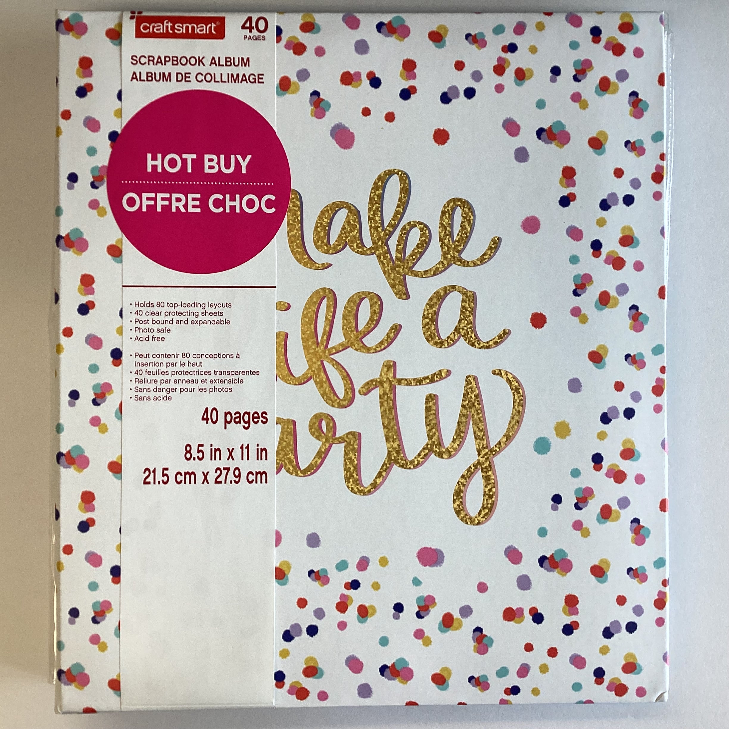 9E7BE2B8-2292-400F-B122-7A7E6E06CE26.jpg Postbound Album 8.5"X11” MAKE LIFE A PARTY Scrapbook Memory Album - Image 1