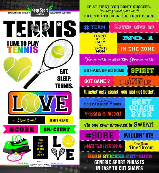 9EE9B962-9101-441C-B453-E5355B76011C.jpg Neon Sport Stickers TENNIS Scrapbook Customs - Image 1