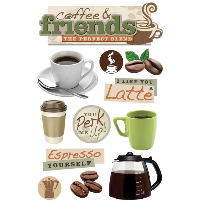 A0265FD0-B177-4063-9C5E-0A6499CE7AF2.jpg Paper House COFFEE & FRIENDS Talk 3D Stickers 12pc - Image 1