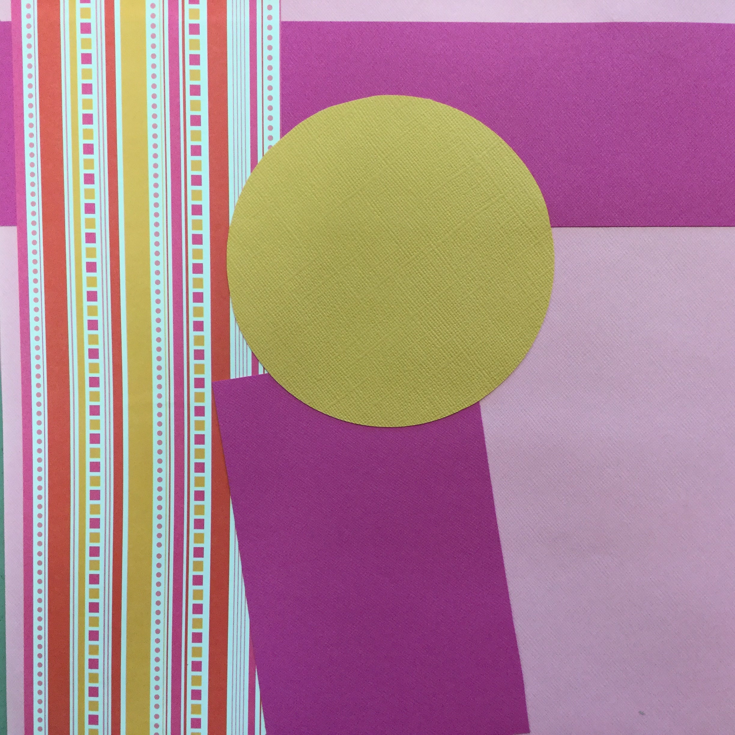 A050F35F-FAF5-44E4-9B2A-36F014289549.jpg Premade Page PINK & ORANGE SHAPES (1) 12"x12" Scrapbook - Image 1