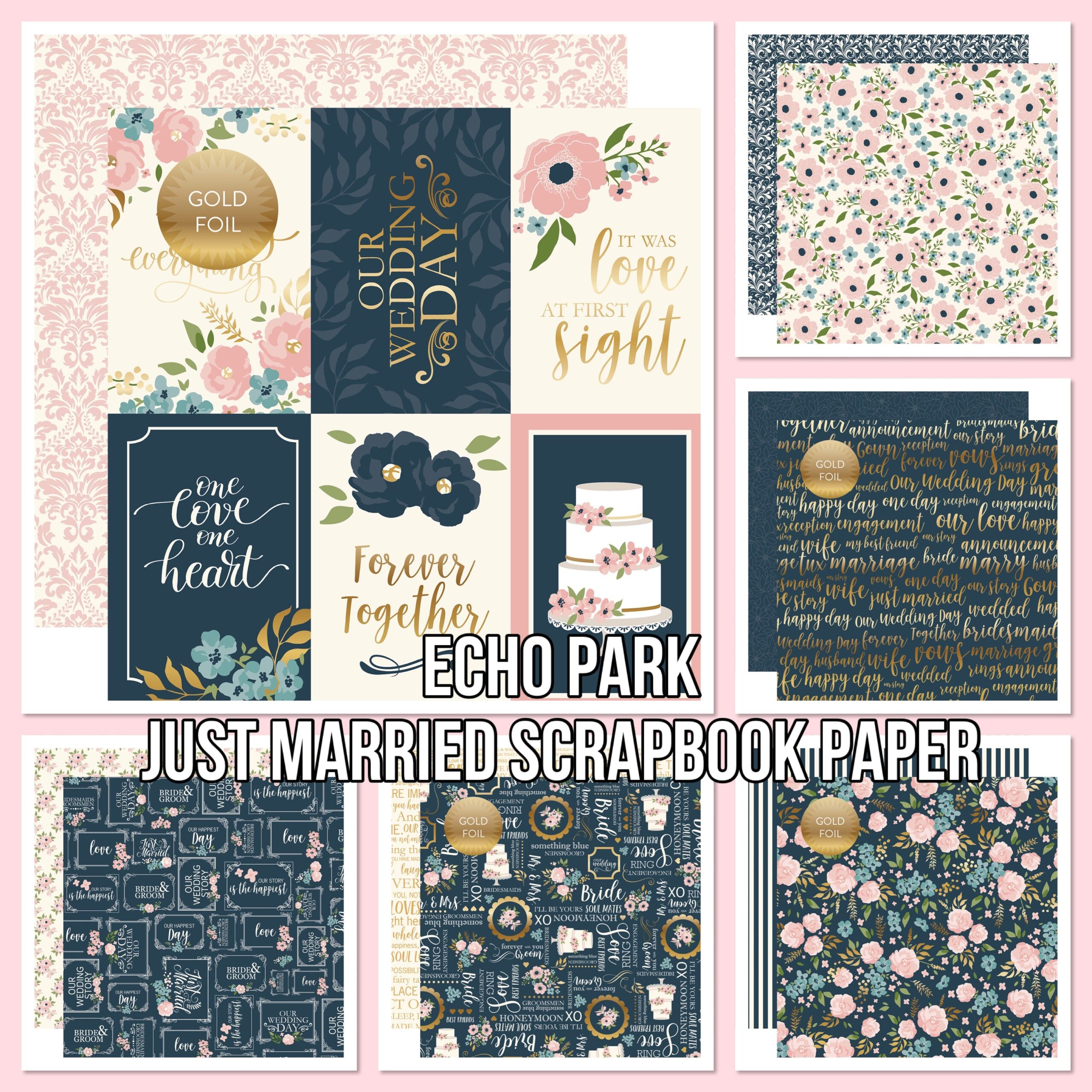 A1AFA8C5-D824-4E0D-8A5D-F85C9C681477.jpg Echo Park JUST MARRIED 12”x12” Scrapbook Paper - Image 1