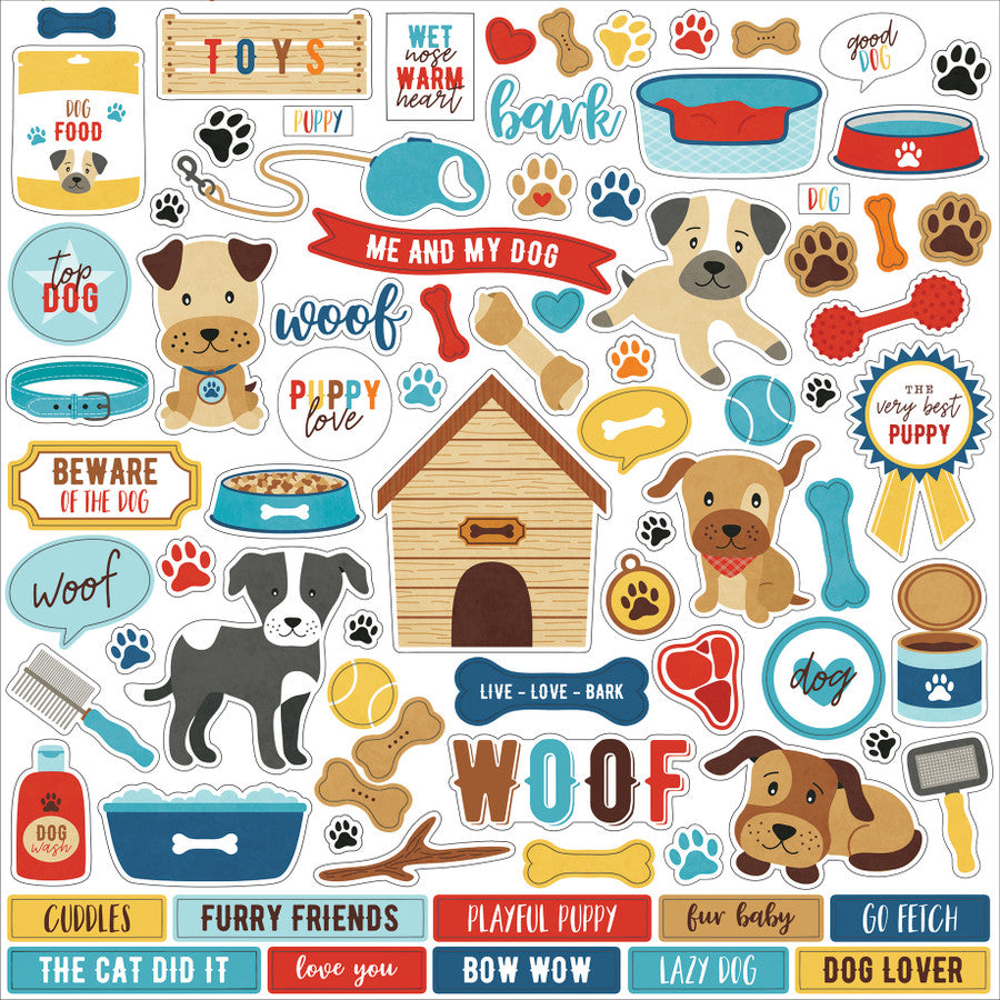 A1DEF7DF-26BF-47EF-84CC-75819D3660BF.jpg Echo Park I LOVE MY DOG 12"x12" Element Sticker - Image 1