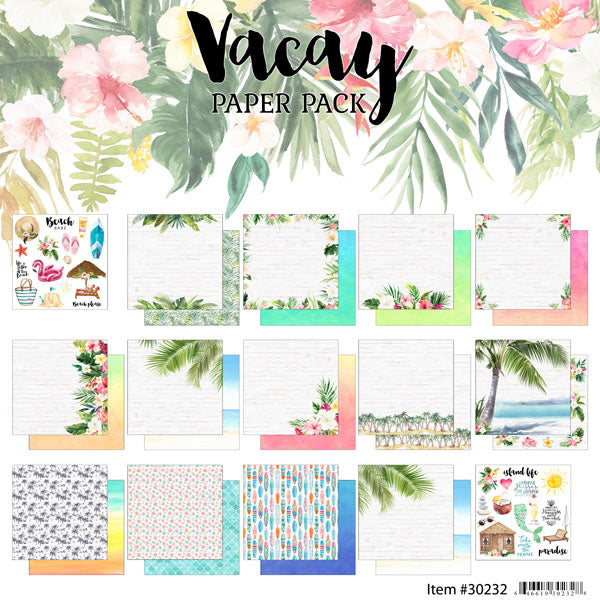 A2031A8A-0B29-4F54-8B72-503B71CE7179.jpg VACAY Tropical 12X12 Scrapbook Customs Paper Pack 15pc - Image 1