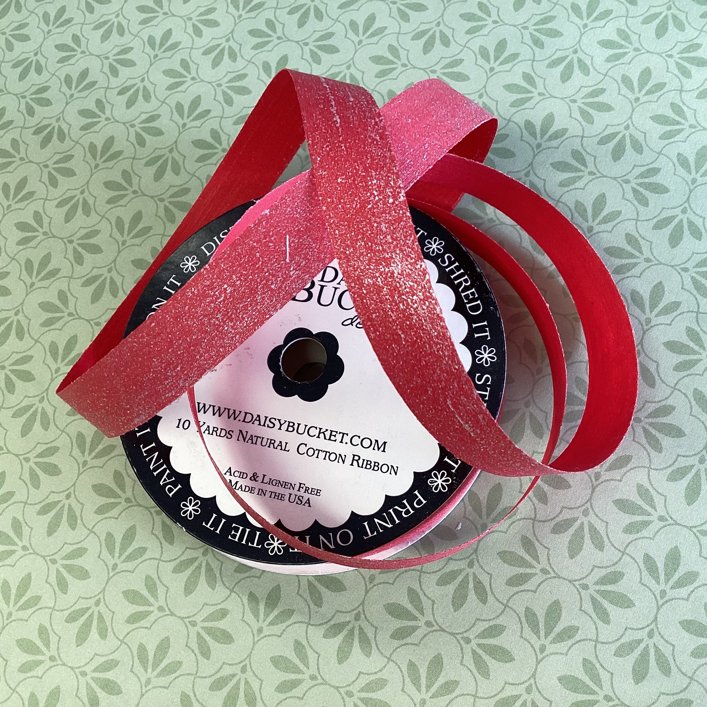 A4713BAD-D677-4949-A4A1-F3675FB7DDA6.jpg Daisy Bucket Designs SHIMMER STRAWBERRY Ribbon 1yd - Image 1