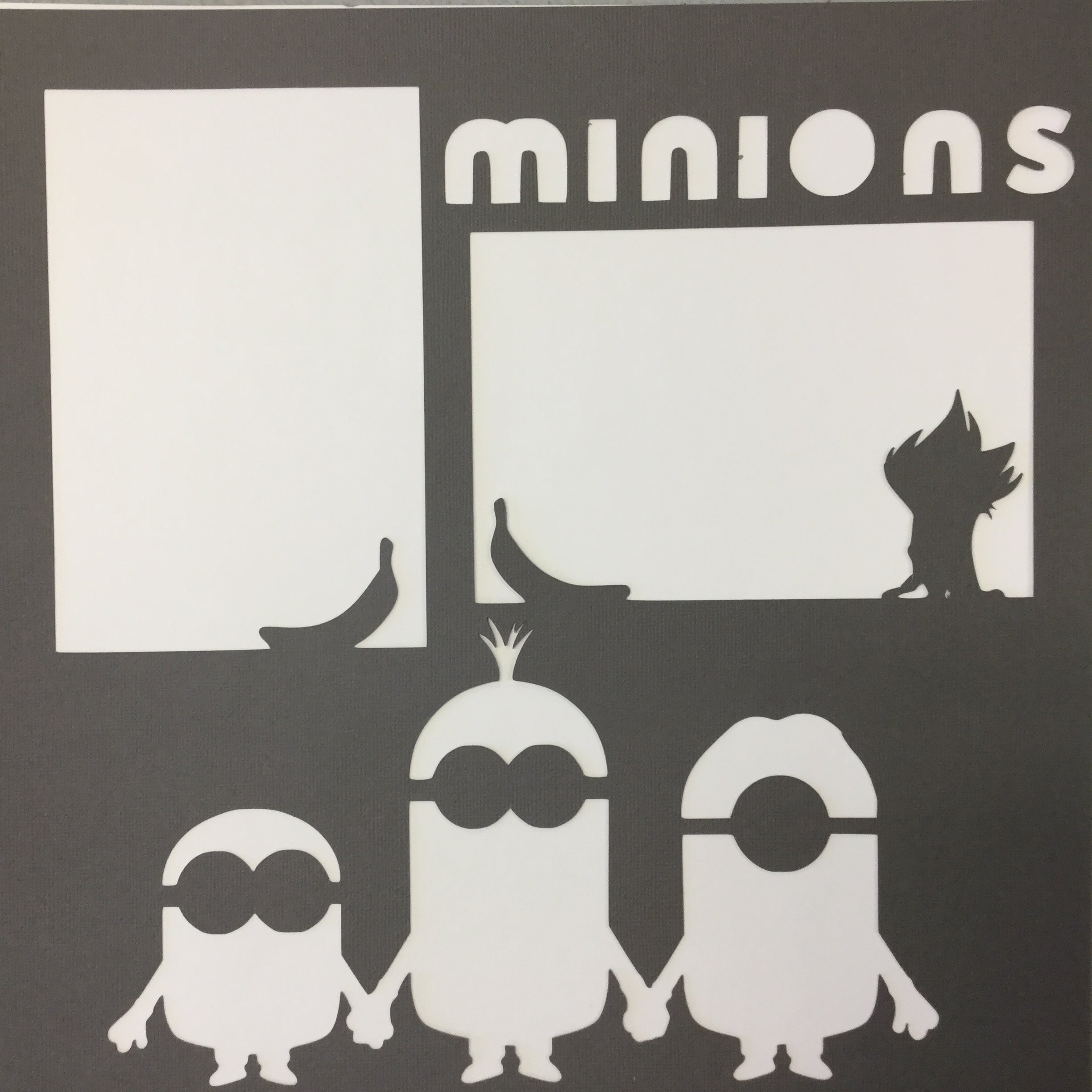 A617E839-01BE-450F-9FBE-ED8B928FDEDD.jpeg Page Frame MINIONS GRAY 12"x12" Scrapbook Overlays - Image 1