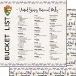 NATIONAL PARKS BUCKET LIST Double Sided 12"X12" Scrapbook Paper