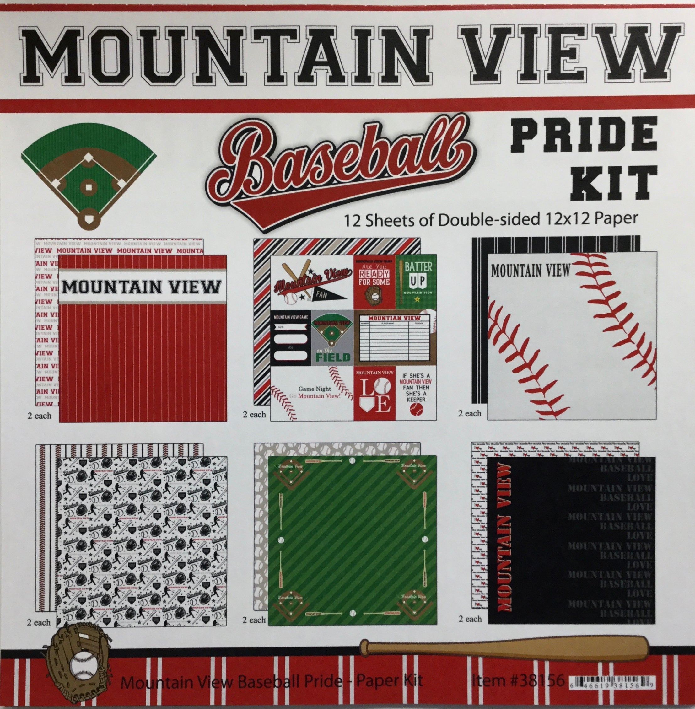 A866AAF2-6B87-4085-9376-262E9985A0A9.jpg MOUNTAIN VIEW BASEBALL Pride Kit 12"X12" Scrapbook Paper - Image 1