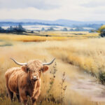 Scrapbook Customs HIGHLAND COW DS Watercolor 12"X12" Scrapbook Paper - Image 2