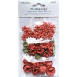 49 and Market ROYAL POSIES TOMATO Handmade Paper Flowers 9pc - Image 5
