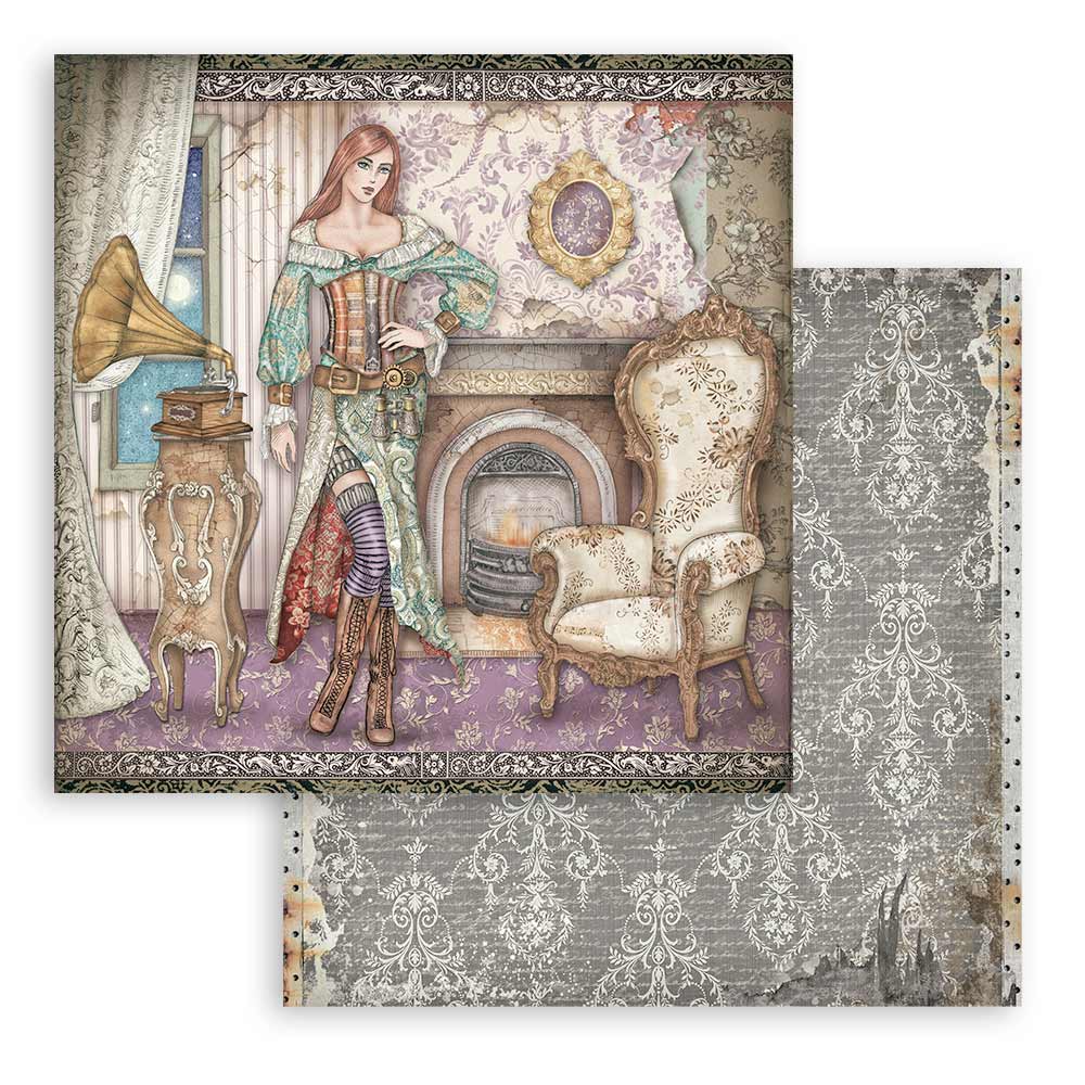 AB6642A2-72DD-4960-8BFF-E1AFA93A00D2.jpg Stamperia LADY VAGABOND LIVING ROOM 12"X12" Scrapbook Paper - Image 1