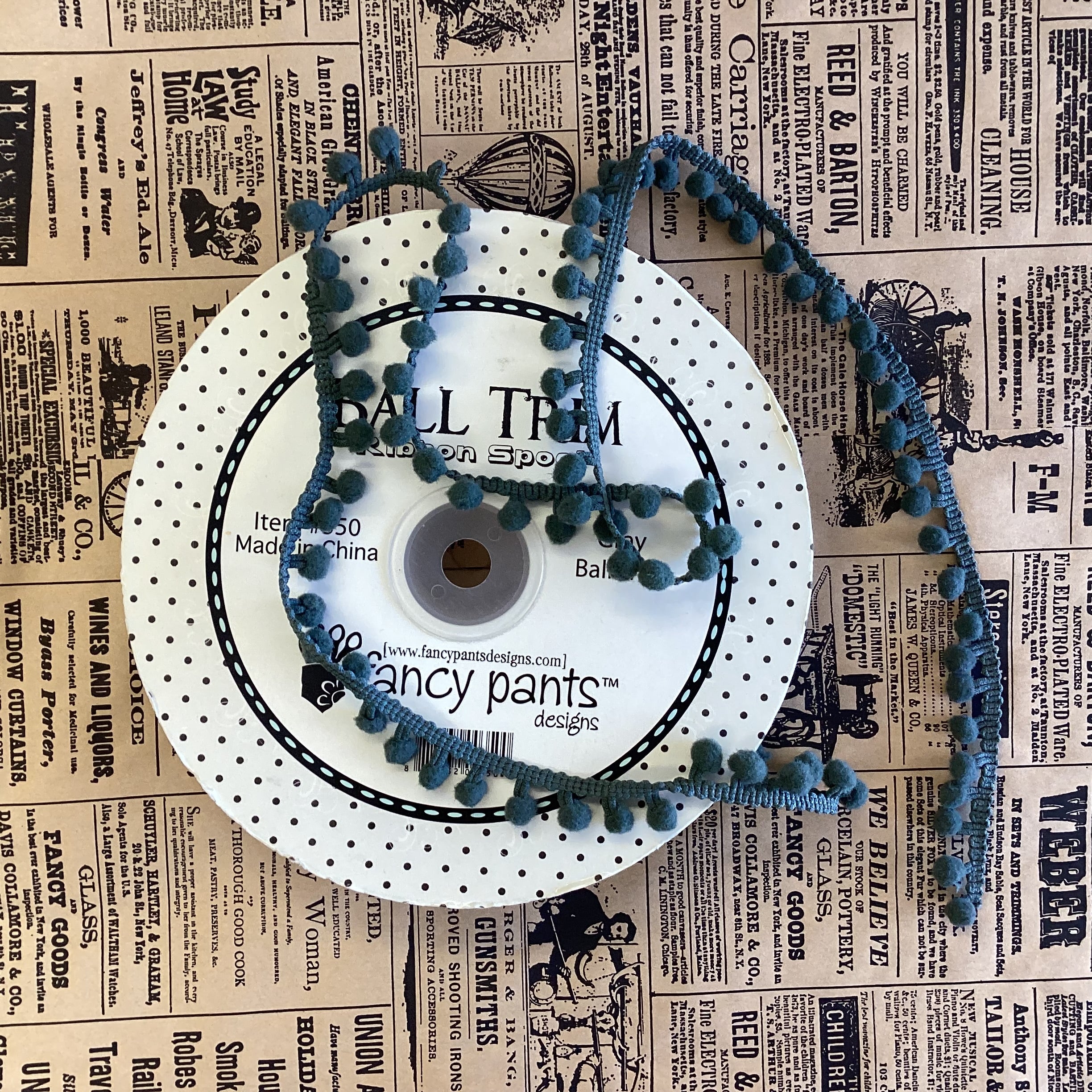 ADEAAA5B-39FB-4874-BC58-4F913226640F.jpg Fancy Pants Ribbon BALL TRIM GRAY Pom Pom - Image 1