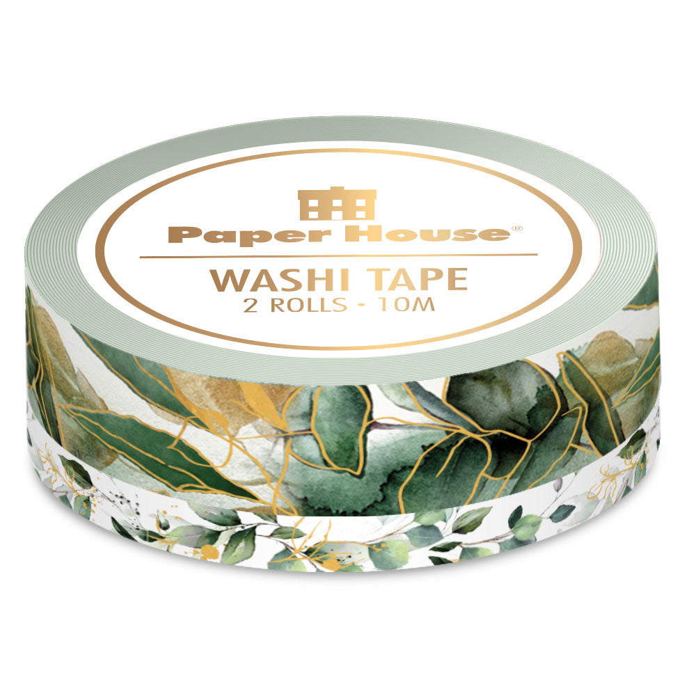 AF57B4A4-3EEA-486A-92BF-34C681C6E263.jpg Paper House GREEN LEAVES Washi Tape 2 Rolls - Image 1