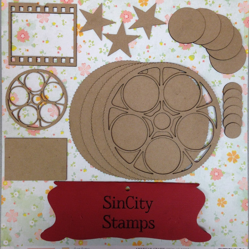 Album_Movie_Reel.jpg Sin City Stamps Movie Reel Chip Board Album 5.5" X 5.5 '' - Image 1