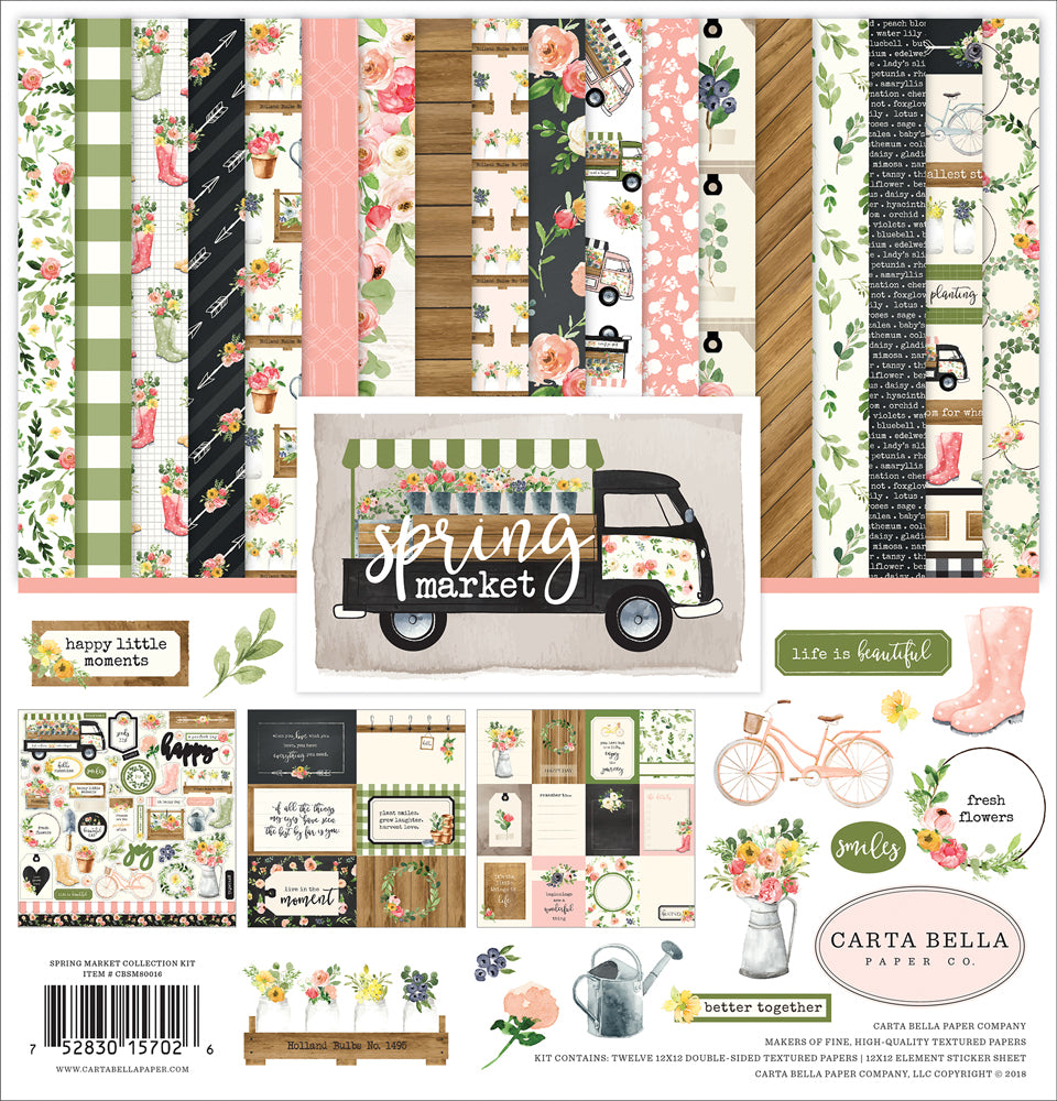B06B5345-14D6-46F9-8AF6-10664A1383E8.jpg Echo Park SPRING MARKET 12”x12” 13pc COLLECTION KIT - Image 1