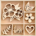 Kaisercraft MAGENTA Wooden Flourishes Pack 30pc