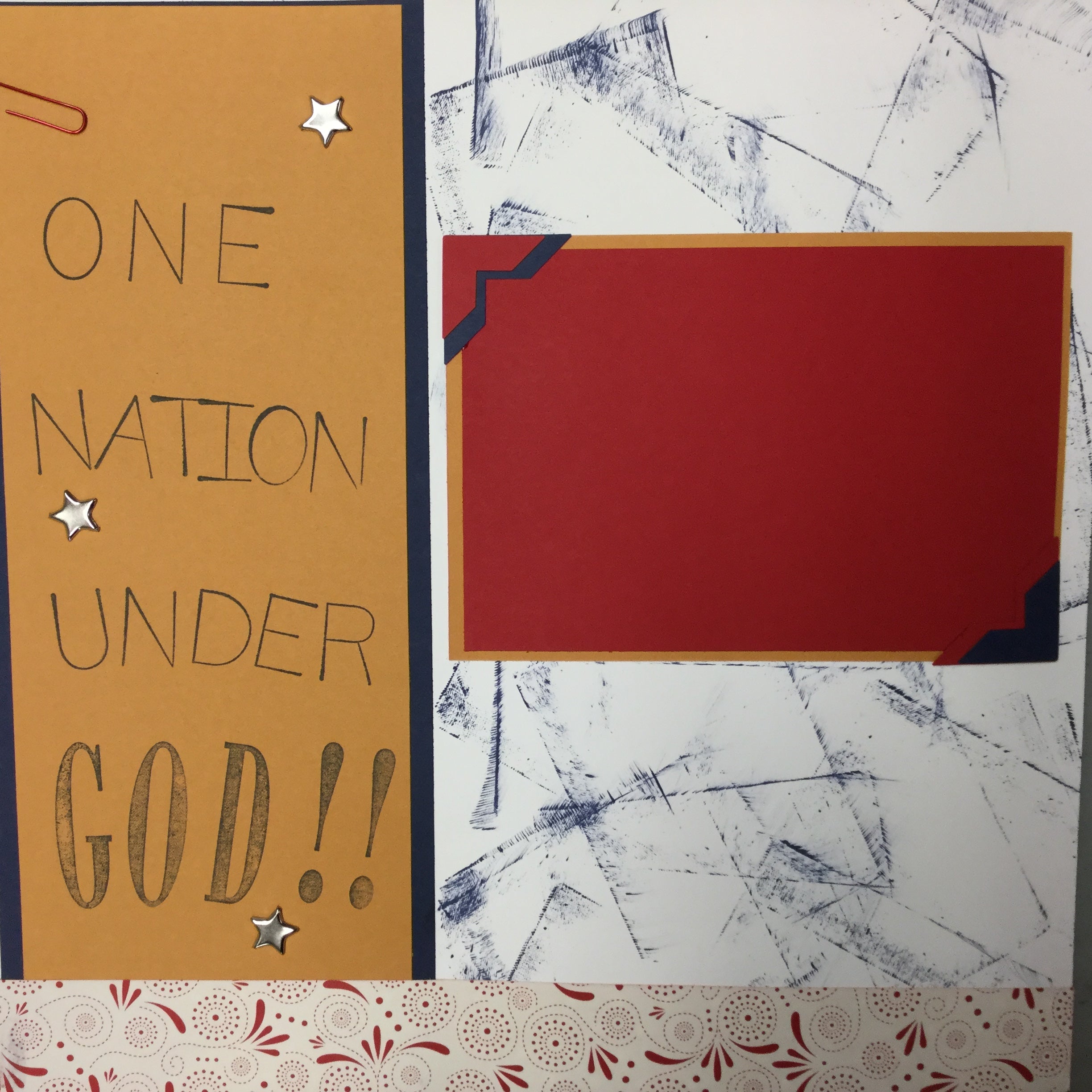 B2F18FB2-5BE4-4616-92E6-2DC79DA02763.jpg Premade Pages ONE NATION UNDER GOD 12"X12" (2) Scrapbook Pages - Image 1