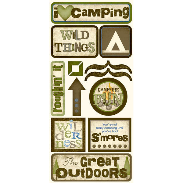 B3A7463A-651B-4696-92B5-1C6868097277.jpg Scrapbook Customs CAMPING #2 Great Outdoors Wilderness Stickers 13pc - Image 1